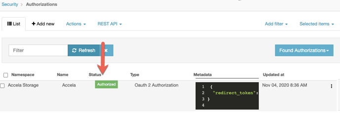 accela storage authorized