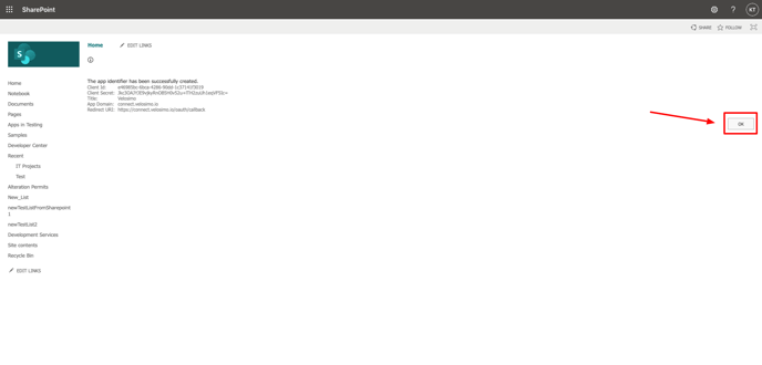 create app confirmation page